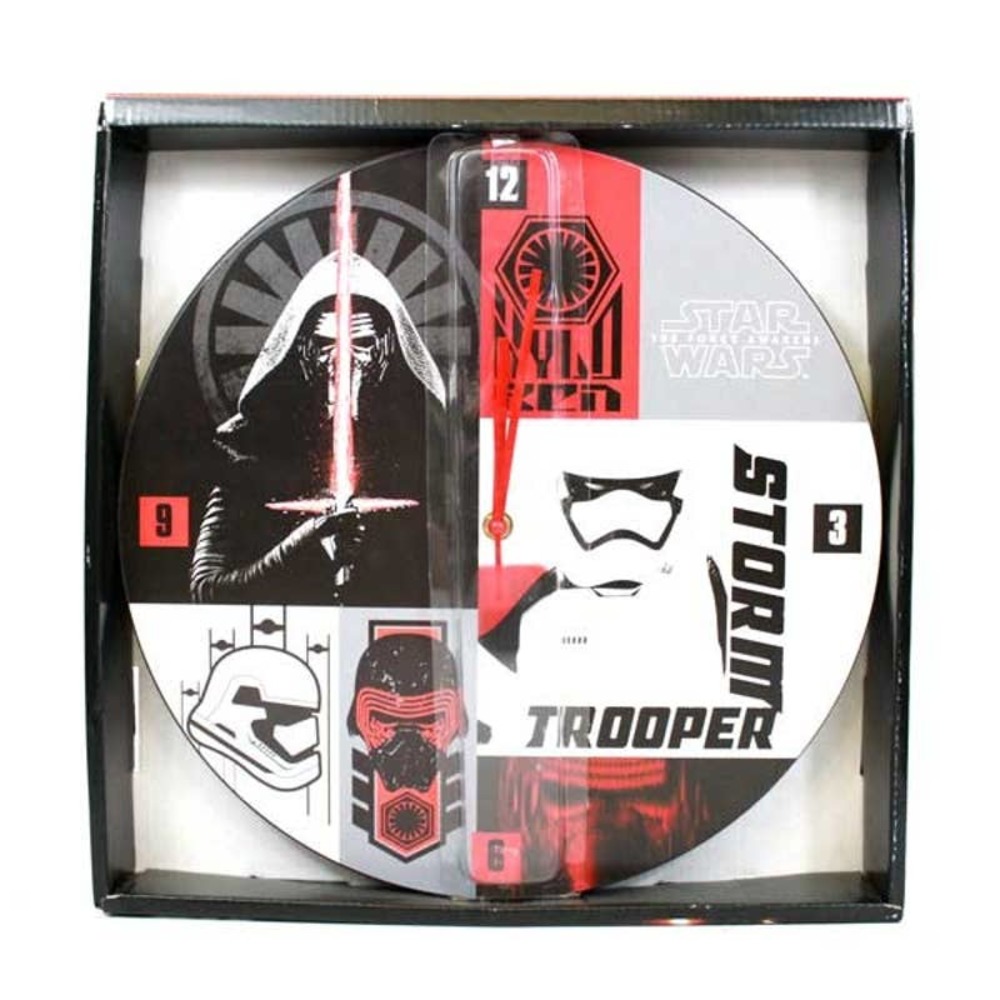 Star Wars Wood Clock 13.5" The Force Awakens  Battery Powered Wood Wall NEW
